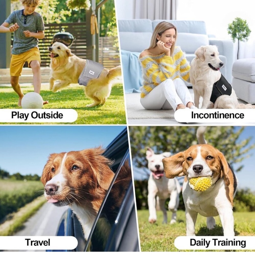 Washable Dog Diapers Male Reusable,  Belly Bands for Male Dogs Medium 3 pk